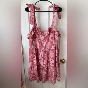 Lulus’s Pink Floral and Metallic Mini Dress